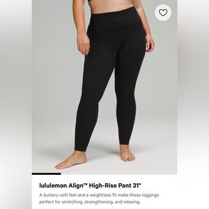 align leggings 31 inch inseam size 2